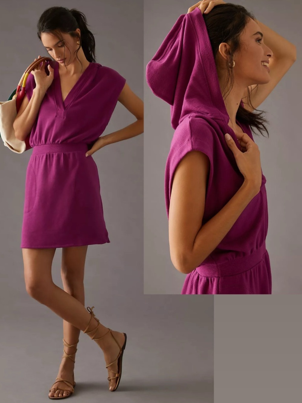 Daily Practice by Anthropologie The Komi Ruched hooded Mini Dress size XS